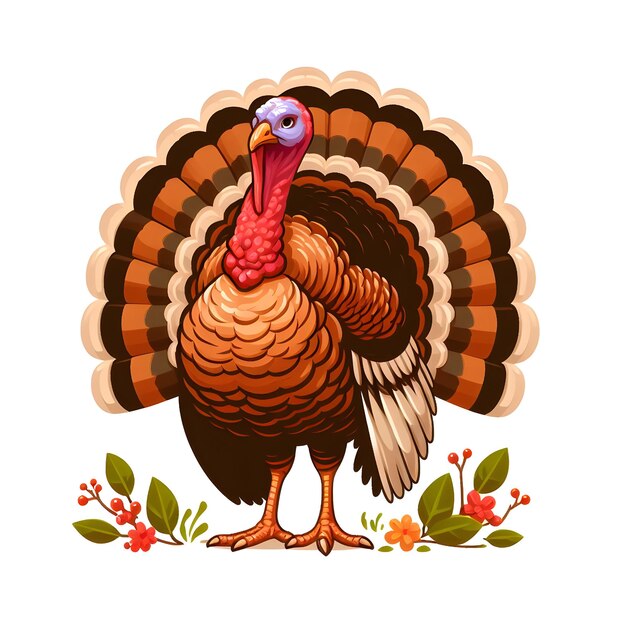 Vector illustration of a turkey on a white background Cartoon style