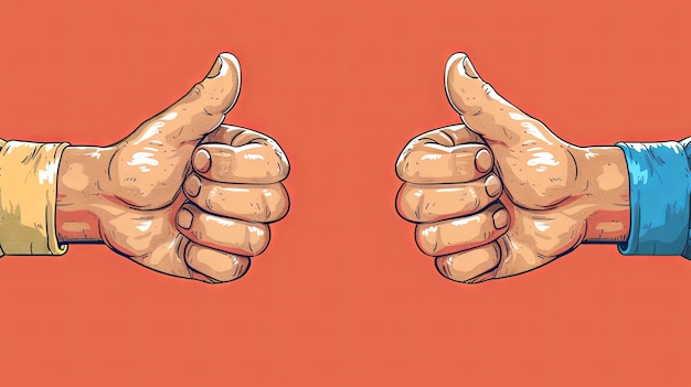 Vector illustration of two hands showing thumbs up like