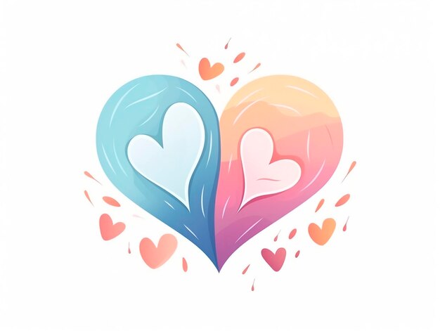 Vector illustration of two hearts in blue and pink colors on white backgroundAI Generated