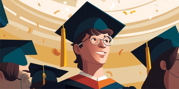 vector illustration of university graduates