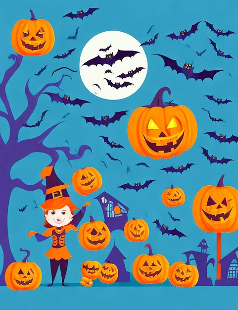 Vector illustration vector design template of halloween day with scary orange background generate ai