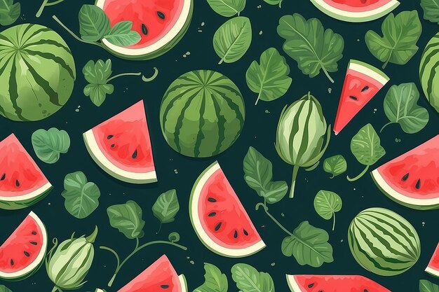 Photo vector illustration of watermelon plant