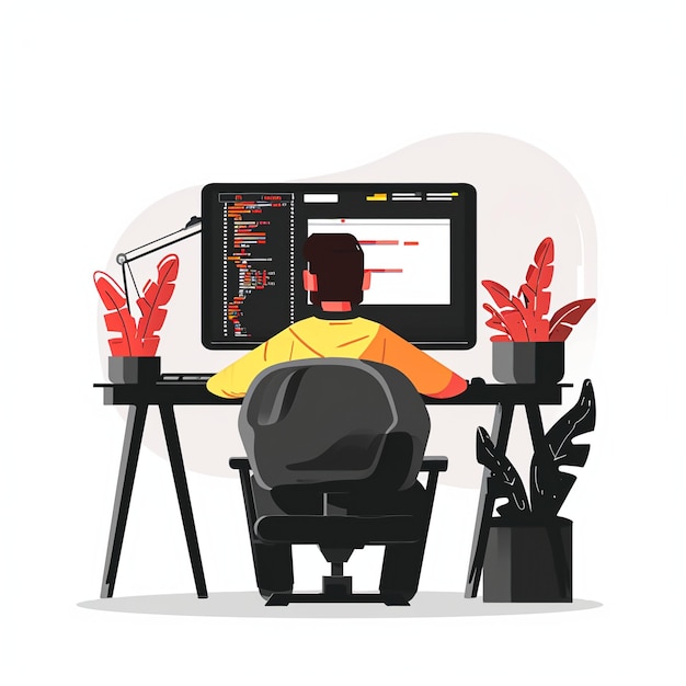 A Vector Illustration of a Web Developer at Work