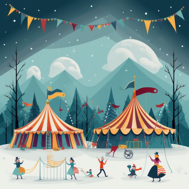 Vector illustration of a winter environment