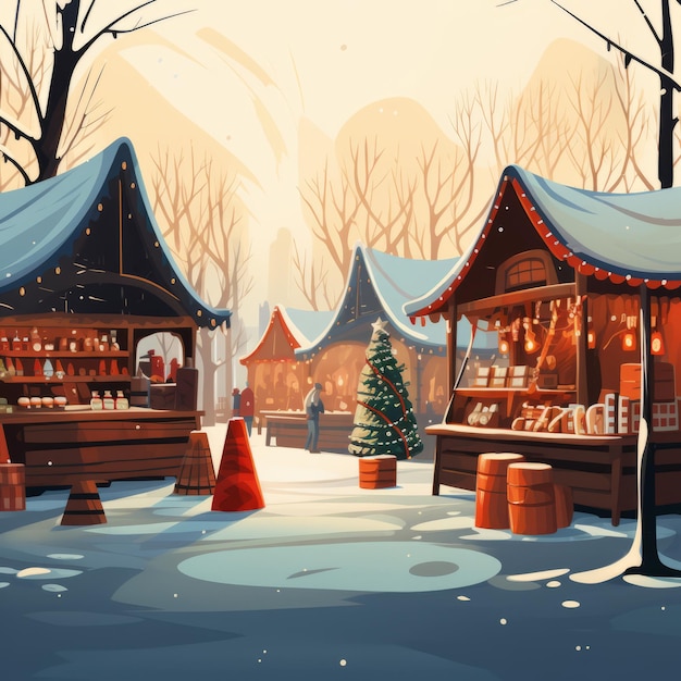 Photo vector illustration of a winter environment