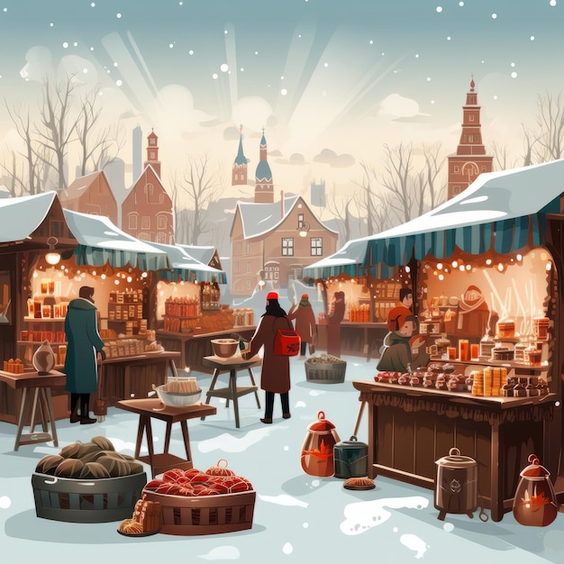 Vector illustration of a winter environment