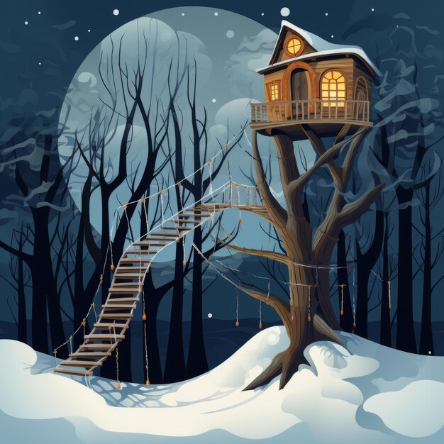 Vector illustration of a winter environment