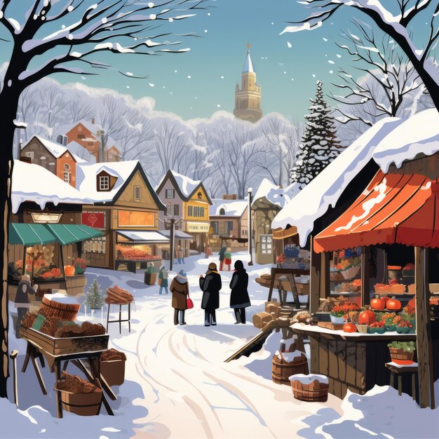 Vector illustration of a winter environment