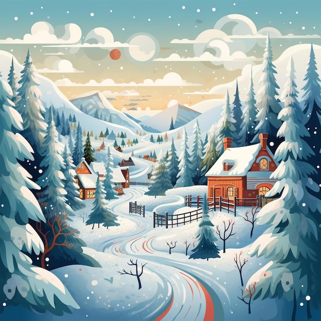 vector illustration of winter wonderland