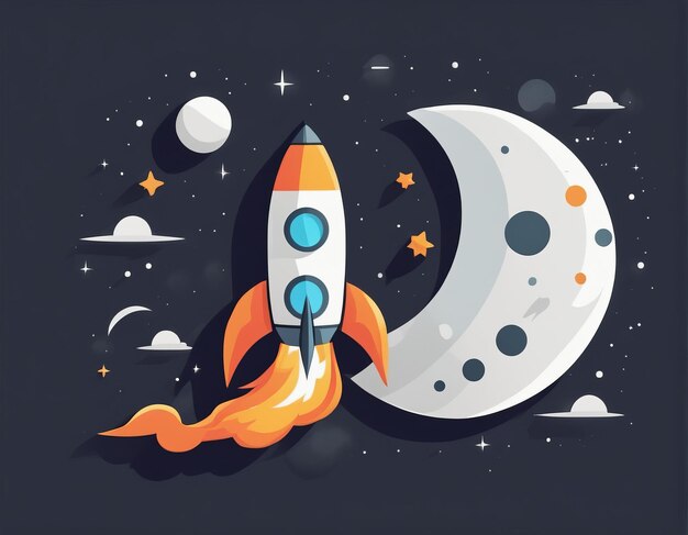 vector illustration with moon and rocketvector illustration with moon and rocketspace shuttle and