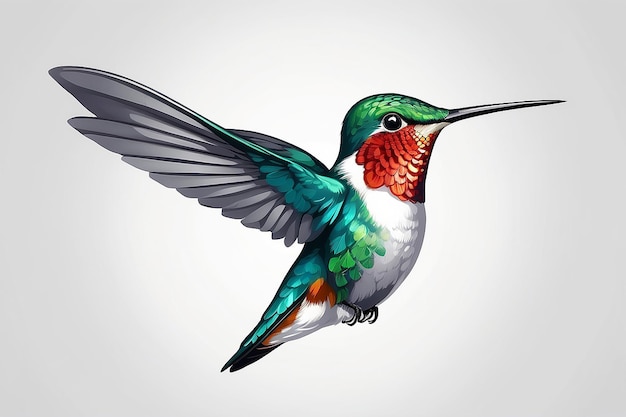 Photo vector illustration with realistic humming bird for design