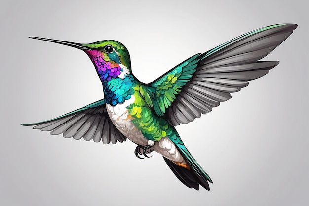 Photo vector illustration with realistic humming bird for design