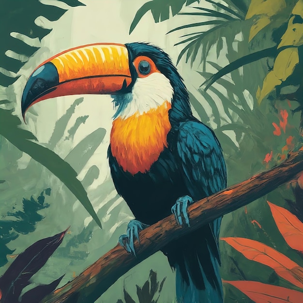 vector illustration with a tropical bird