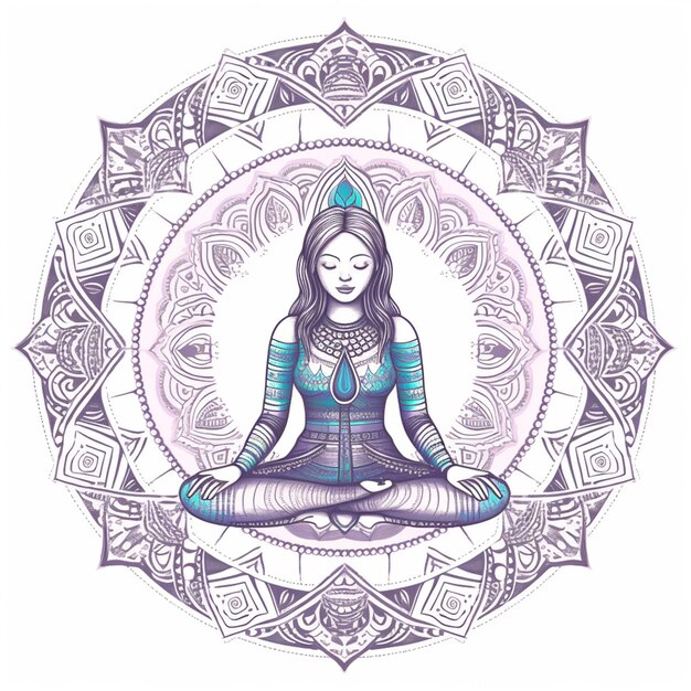 Vector illustration of a woman in lotus position.