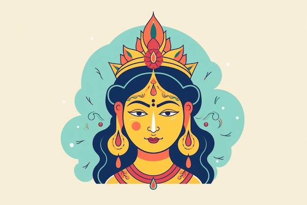A vector illustration of a woman with a crown on her head.