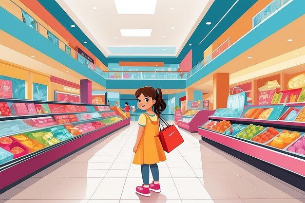 A vector illustration of women shopping in a clothing store