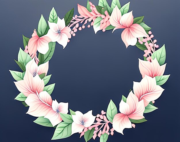 vector illustration of a wreath with pink flowers