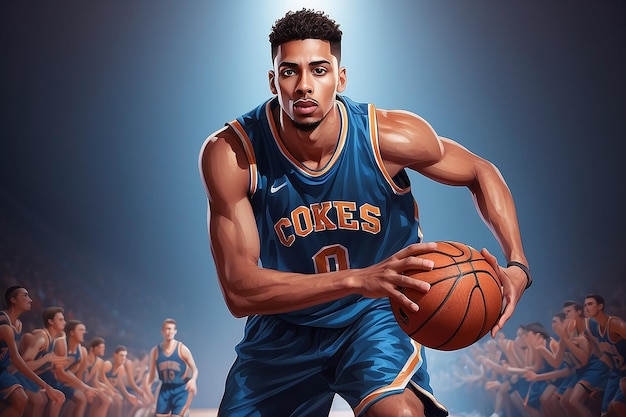 vector illustration of young male basketball player