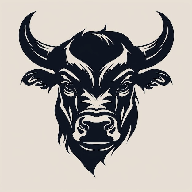 Vector image of a buffalo head on a light background Wild animal