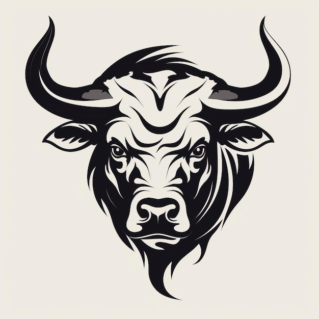 Vector image of a buffalo head on a white background Isolated