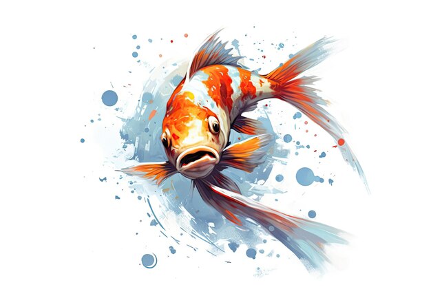 Vector image of an carp koi on white backgroundAi generative