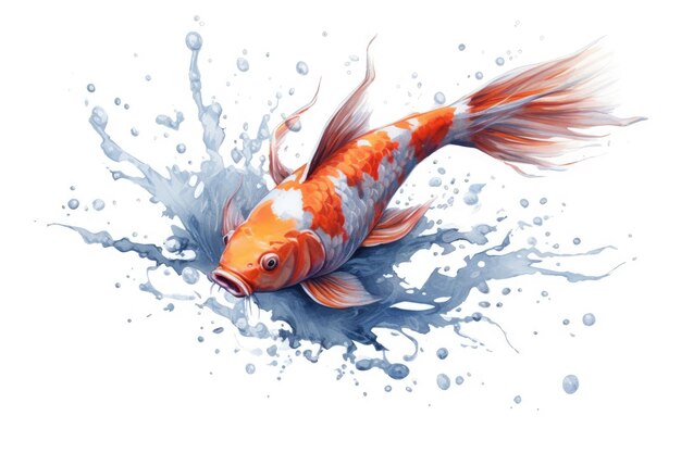 白い背景の上の鯉のベクトル画像Ai 生成