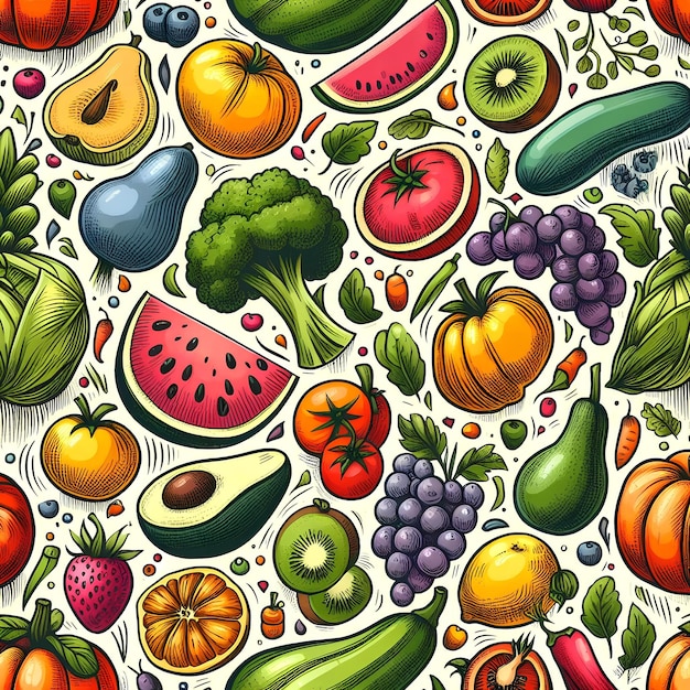 vector image of fruits and vegetables 3