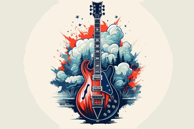 Vector image guitar illustration with dark background