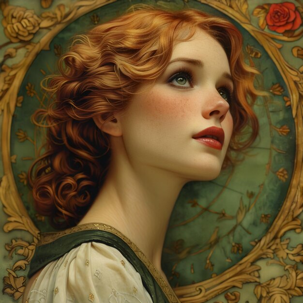 Photo vector image of woman portrait in art nouveau