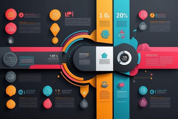 Photo vector infographic report template made from lines and icons