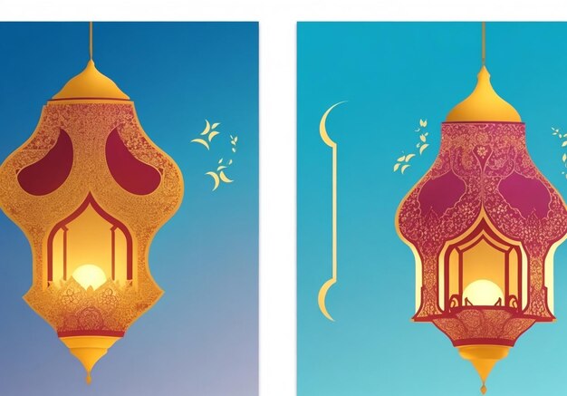 vector islamitische lampen decoratief bannerontwerp