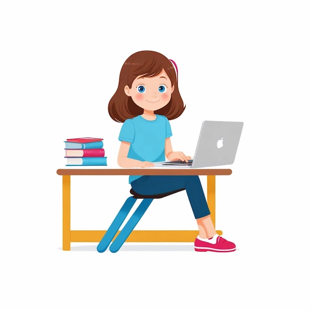 vector kid using laptop