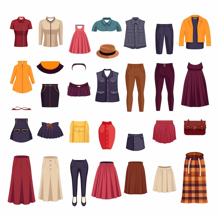 Foto vector kleding illustratie kleding geïsoleerd ontwerp icoon doek mode kleding set dragen