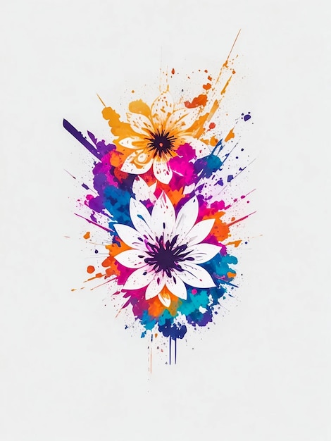 vector kleur bloemen met witte achtergrond aquarel ontwerp voor t-shirt