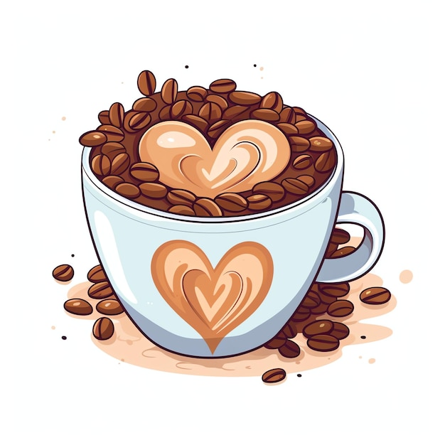 vector koffie liefde schuim met bonen cartoon icoon