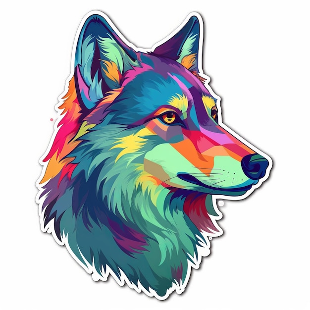 Vector kunst van een wolf illustratie stickers levendige kleur