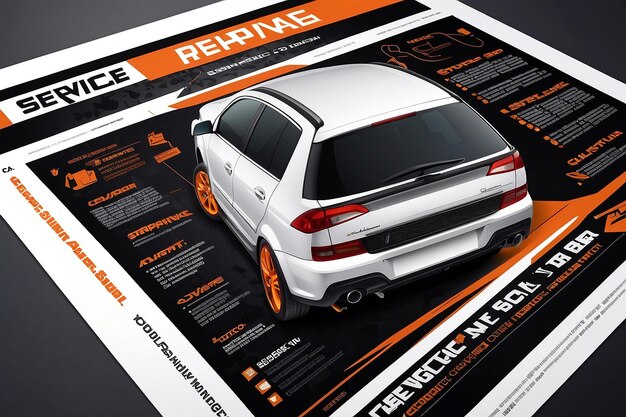 Vector layout design for car service and repair Adapt to poster flyer or banner A4 size