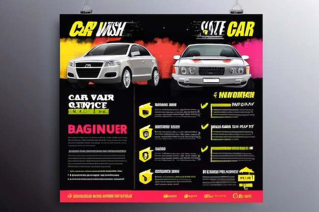 Photo vector layout design for car wash service adapt to poster flyer or banner a4 size