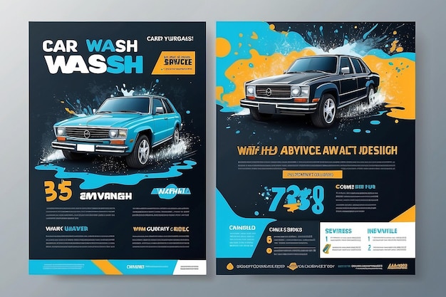 자동차 세탁 서비스에 대한 터 레이아웃 디자인 포스터 플라이어 또는 A4 크기의 배너에 적응