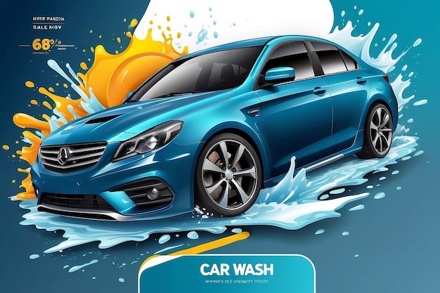 Vector layout with car Design for advertising a car wash service