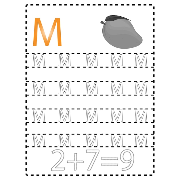 Photo vector letter tracing kids activity draw pages