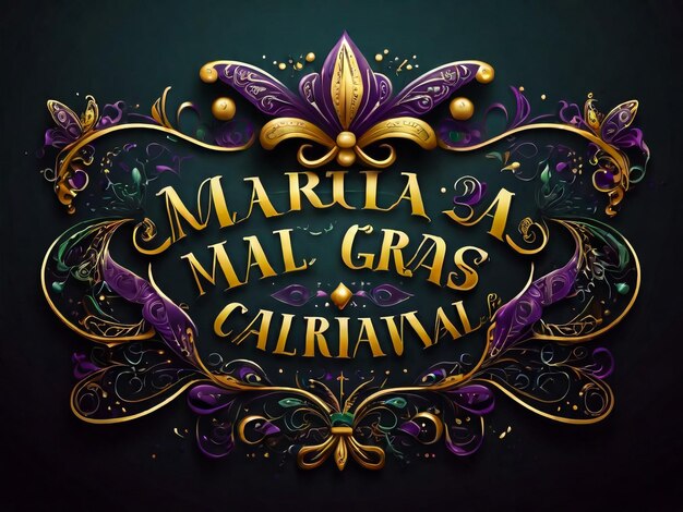 Фото vector lettering for mardi gras carnival filigree calligraphic font with traditional symbol of