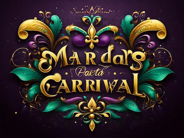 Photo vector lettering for mardi gras carnival filigree calligraphic font with traditional symbol of