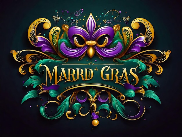 Foto vector lettering for mardi gras carnival filigree calligraphic font with traditional symbol of