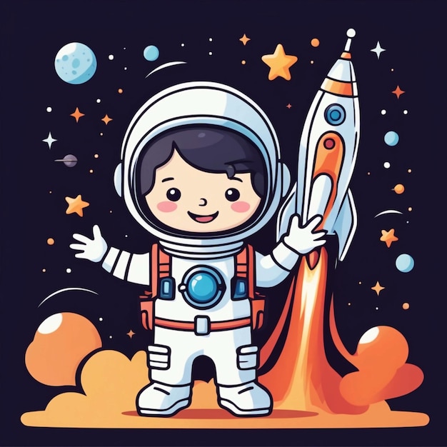 Vector Leuke astronaut met raketzak cartoon vector illustratie