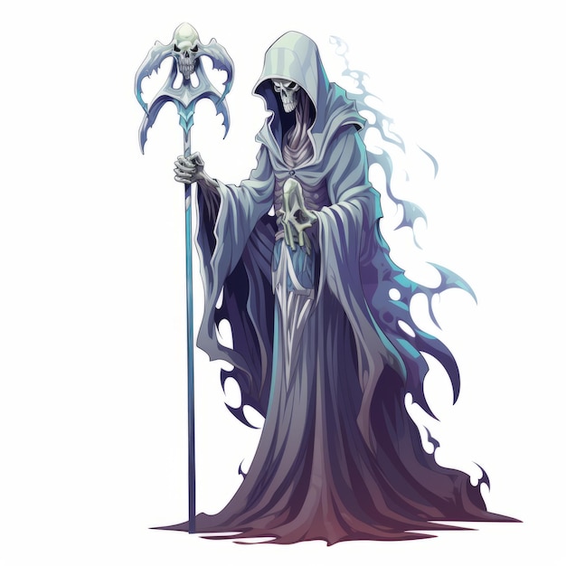 Photo vector lich grim reaper slaying souls with elaborate costumes