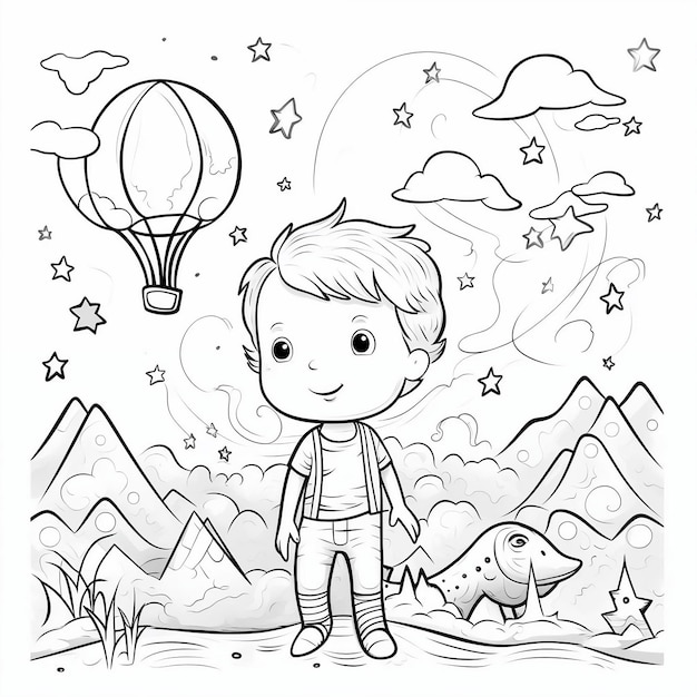 Vector line art drawing for kids coloring page