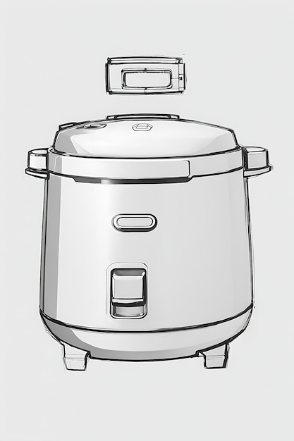 Vector line art rice cooker