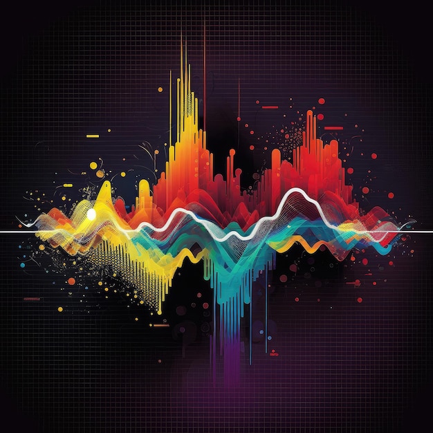 Photo vector line artwork an audio waveform vivid colors ai generation