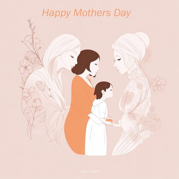 vector line style mothers day minimal simple background